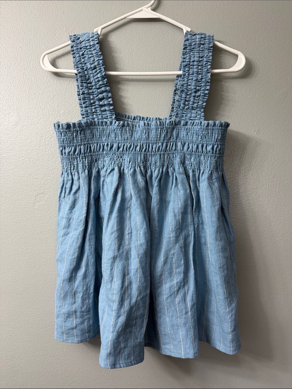 By together Anthropologie Light Blue Smocked Dress linen top small - Picture 5 of 6